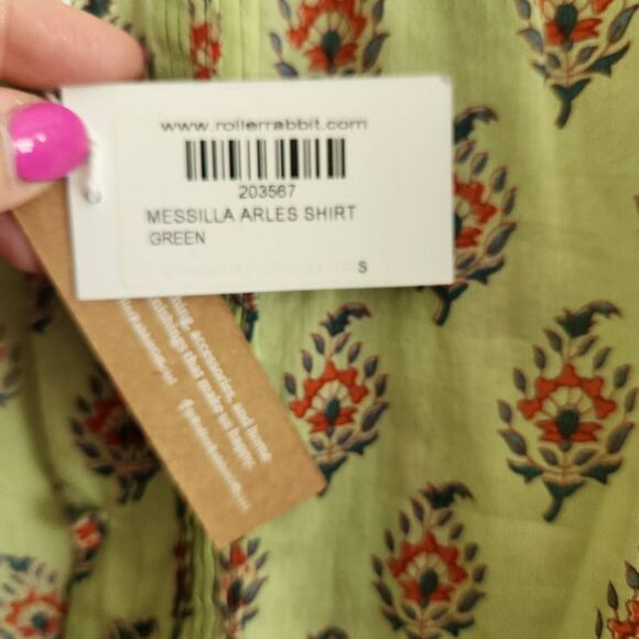 Anthropologie Roller Rabbit Top Blouse Womens Small Oversized Boho Cottagecore C - Picture 4 of 5